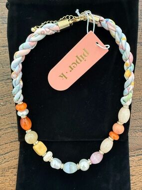 NWT Piper.K Multicolor Braided Bead Statement Necklace
